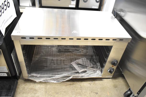 Brand new Avantco 177CHSME32IM 32" electric cheese melter, scratch and dent, 208/240V, stainless steel, with controls visible.