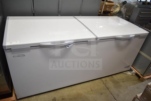 KoolMore SCF-24C 77 in. commercial chest freezer, 24 cu ft, 115 volts, new scratch and dent condition.