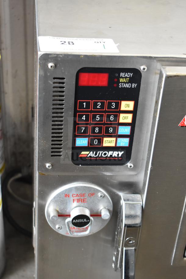 Autofry MTI-10 ventless electric fryer, 240V, 1 phase, keypad controls, fire safety lever, stainless steel exterior.