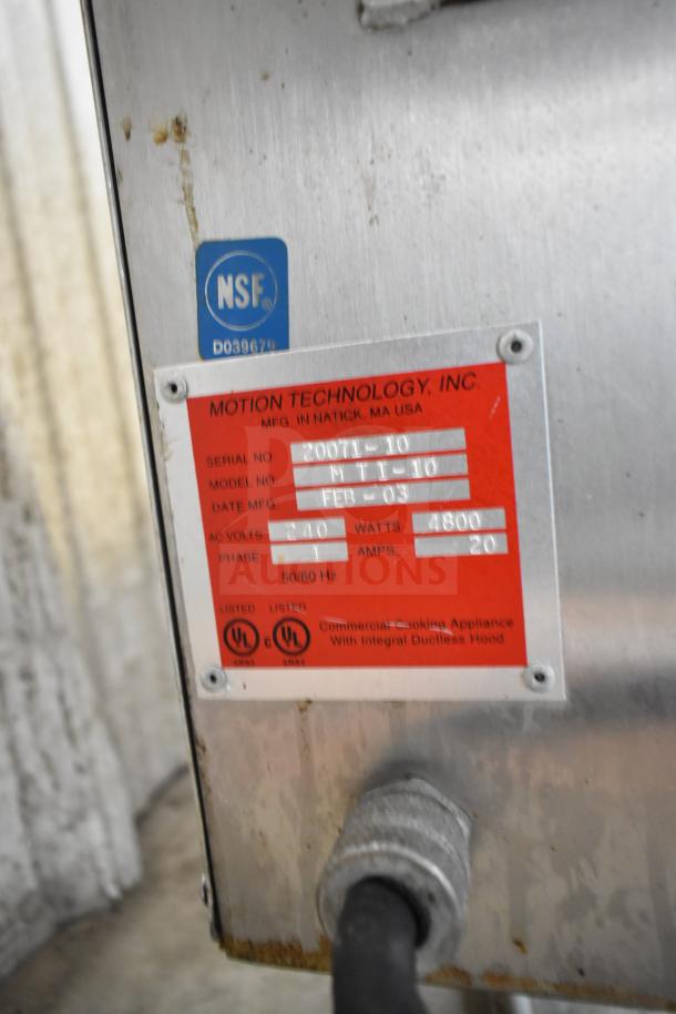 Autofry MTI-10 ventless fryer with NSF certification tag, 240V, 1 phase, commercial use condition.