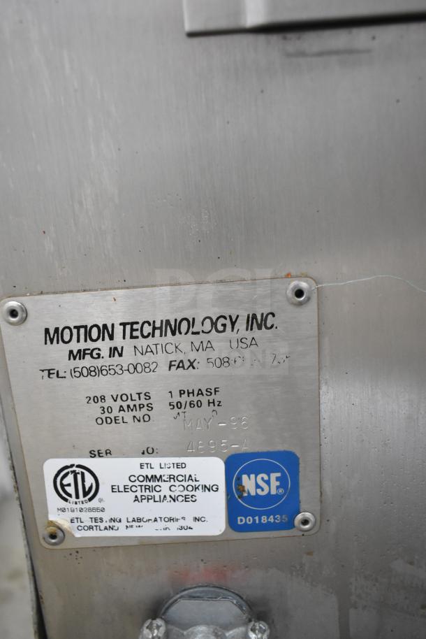 Autofry MTI-10 commercial ventless fryer, 208 volts, 1 phase, ETL and NSF certified, label details visible.