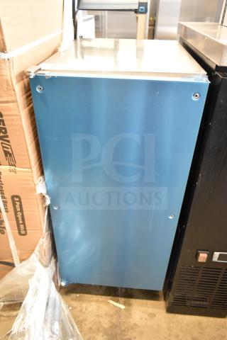 Brand new Hoshizaki AM-50BAJ-DS undercounter ice machine, 54 lb. capacity, minor scratches, custom cabinet, 115 Volts, 1 Phase.