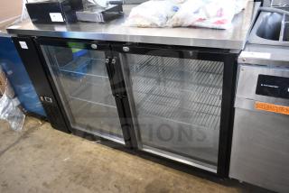 EQ UBB-24-60G Commercial Refrigerated Back Bar Cabinet w/ 2 Glass Doors. 115 Volts, 1 Phase. Tested and Working!