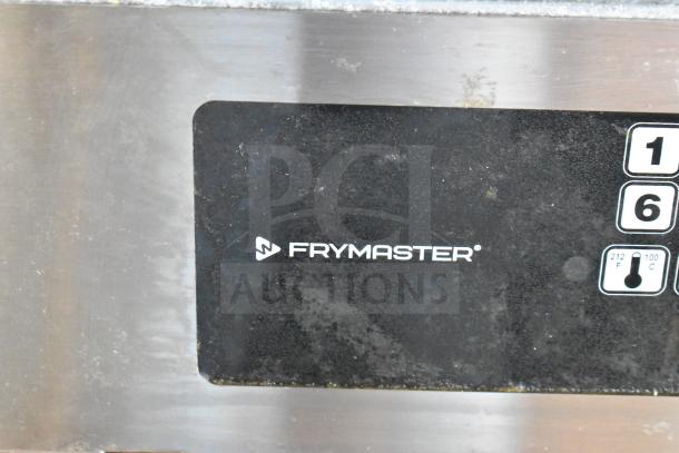 Frymaster 8CSC electric pasta cooker control panel, showcasing model details and temperature settings, used condition.