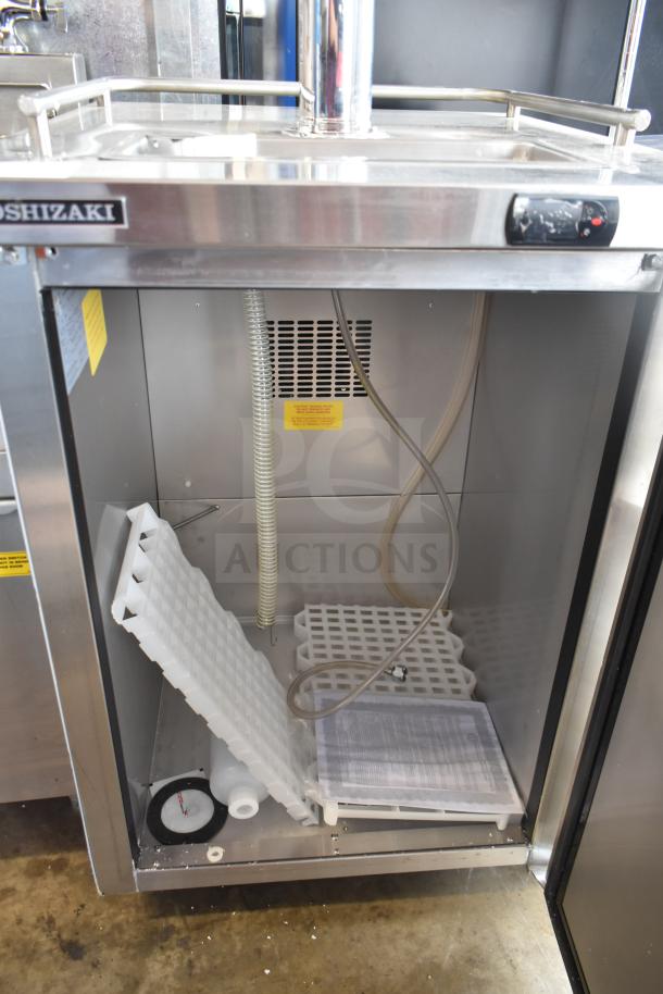 2019 Hoshizaki DD24 S kegerator, stainless steel body, interior view, 115 volts, 1 phase. Missing components visible.