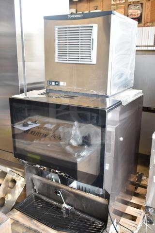 2022 Scotsman NH0622A-1B Stainless Steel Commercial Ice Head on 2022 Lancer TP30 Metal Commercial Carbonated Beverage Dispenser w/ Touchscreen and Automatic Agitation. 115 Volts, 1 Phase.