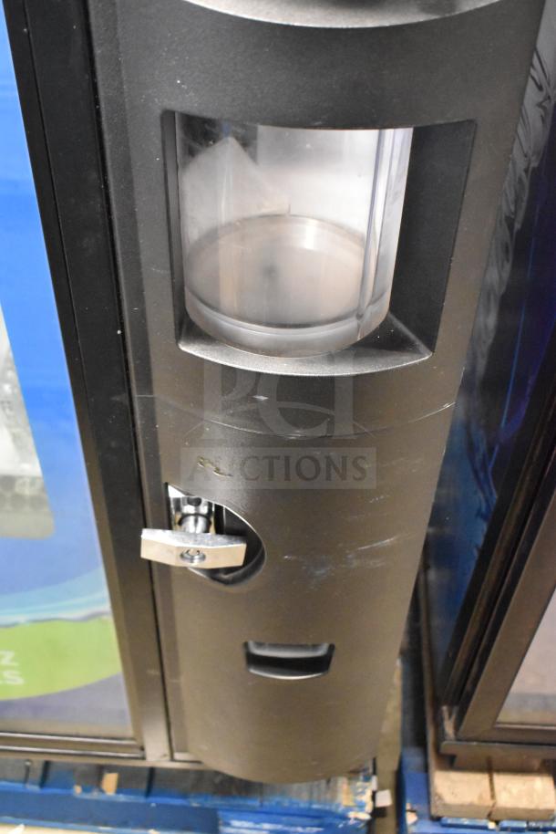 Crane 5800-4 commercial bottled drink vending machine with bill acceptor, 115 Volts, 1 Phase, in used condition.