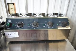 BRAND NEW SCRATCH AND DENT! Carnival King 382SBW4 Quad 32 oz. Sauce / Topping Bottle Warmer. 120 Volts, 1 Phase.