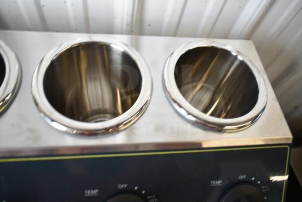 Carnival King Quad 32 oz. Sauce/Topping Bottle Warmer, Model 382SBW4, Stainless Steel, New Scratch and Dent Condition.