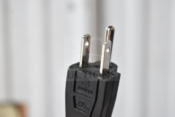 Plug of Carnival King 382SBW4, 120V, brand new scratch and dent bottle warmer, close-up view.