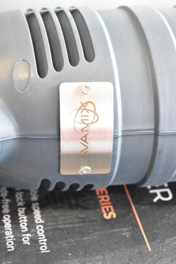 BRAND NEW AvaMix 928IBHDW10 heavy-duty immersion blender with 10" whisk. 1 1/4 hp, 115V, visible label shows brand.