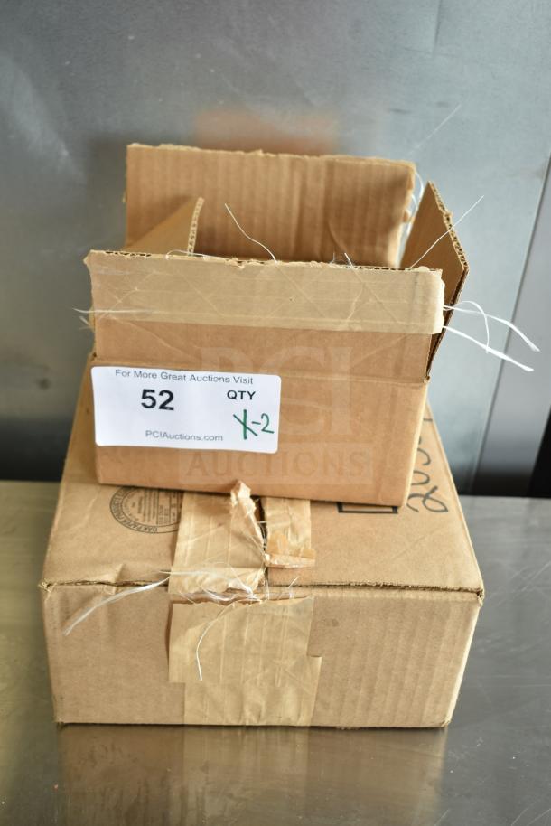 Two cardboard boxes containing CD-45D Brushless Motor and Ametek WindJammer with auction label "52 QTY X-2."