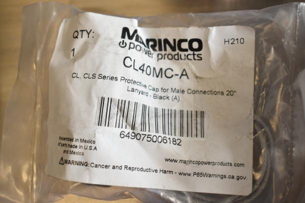 Marinco CL40MC-A protective cap, new in package. For male connections, 20" lanyard. Assembled in Mexico.