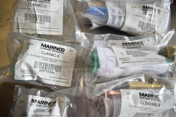 10 assorted Marinco items in original packaging, including models CL40MC-C, CL40MC-A, CLS40MB-C, new condition.