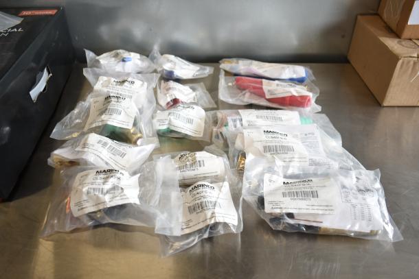 15 Marinco electrical connectors, models CLS40FRB-D to CLS40FB-A, sealed in original packaging with labels visible.