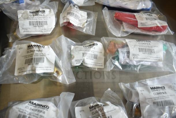 15 Marinco electrical components, models CLS40FRB-D through CLS40FB-A, sealed in original packaging, new condition.