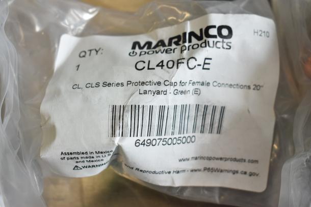 15 Marinco protective caps for female connections, models CL40FC-E, CLS40FRB-D, etc., new in packaging.