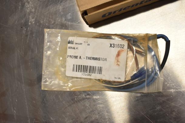 8 various items including an AX35 belt, Taylor Probe X31602, MU1238A-51B axial fan, and spare parts kits.