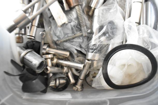 Assorted Taylor ice cream machine parts, including metal and rubber components, in good condition. 54 items total.