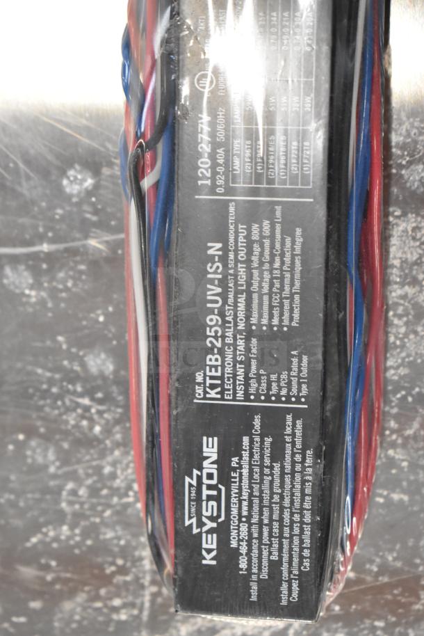 Keystone electronic ballast KITB-259-UVIS-N, instant start, 120-277V, high power factor, new condition, visible wiring.