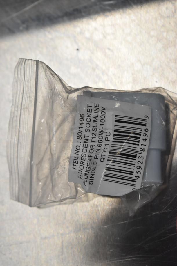 8 fluorescent sockets, single pin T12 slimline, 660W-1000V, item no. 80/1496, in sealed packaging.