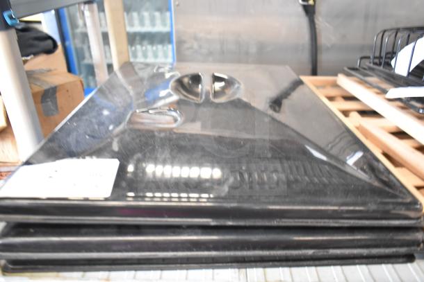 13 various items include ice cream machine lids, AvaValley baskets, and shelves. Assorted kitchen utility components.