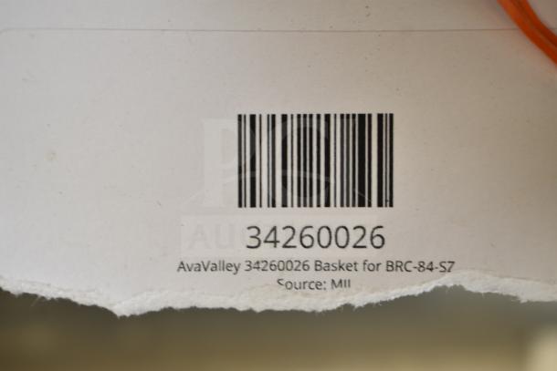 Barcode label with AvaValley 34260026, Basket for BRC-84-SZ. Includes source info: MII.