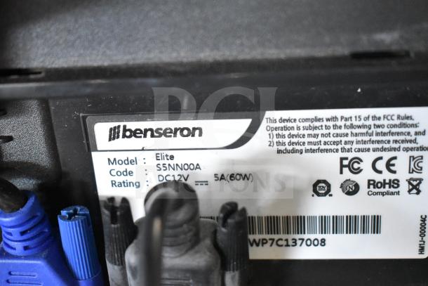 Benseron Elite model SSNN00A label on Toast POS system; includes 2 cash drawers, receipt printer, and monitor.