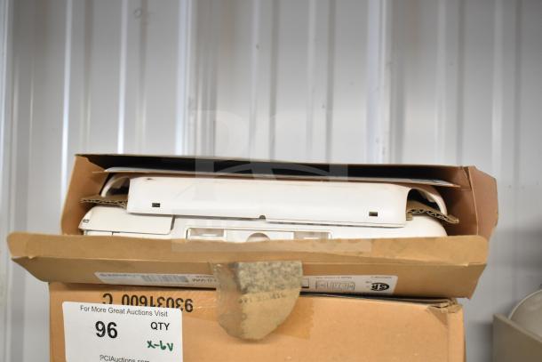 Cardboard box containing 6 various items including an emergency light; auction label indicates "Multiply Your Bid by 6".