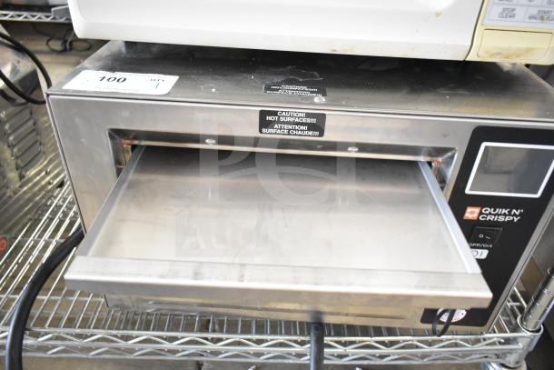 BRAND NEW QNC GFII electric countertop fryer. Ventless, greaseless. 208/240V, 1 Phase. "Caution! Hot Surfaces" label.