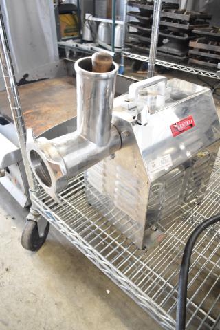 Avantco MG22 Commercial Meat Grinder, 110V, 1 Phase, stainless steel, countertop model, visible Avantco branding.
