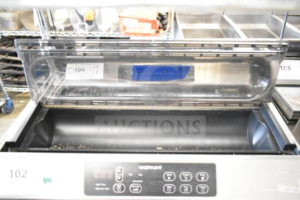 VacPak-It 186VME16SS vacuum packaging machine with 16" seal bar. Features digital controls, visible open chamber. 120V, 1 Phase.