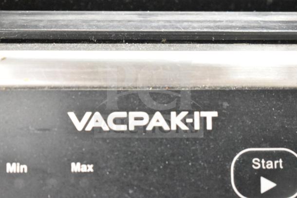VacPak-It external vacuum packaging machine, model 186VME16SS, features 16" seal bar, 120 volts, 1 phase. Close-up shows control panel.
