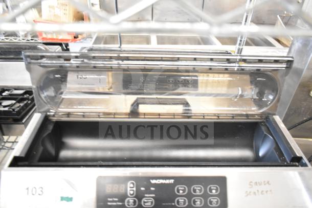 VacPak-It 186VME16SS vacuum packaging machine with 16" seal bar, 120V, 1 phase. Features control panel and open lid.