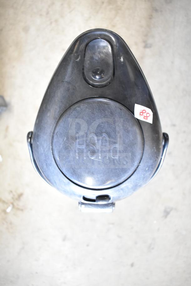 Three black air pots, visible top view with push button, light wear. Number tag "88" attached.