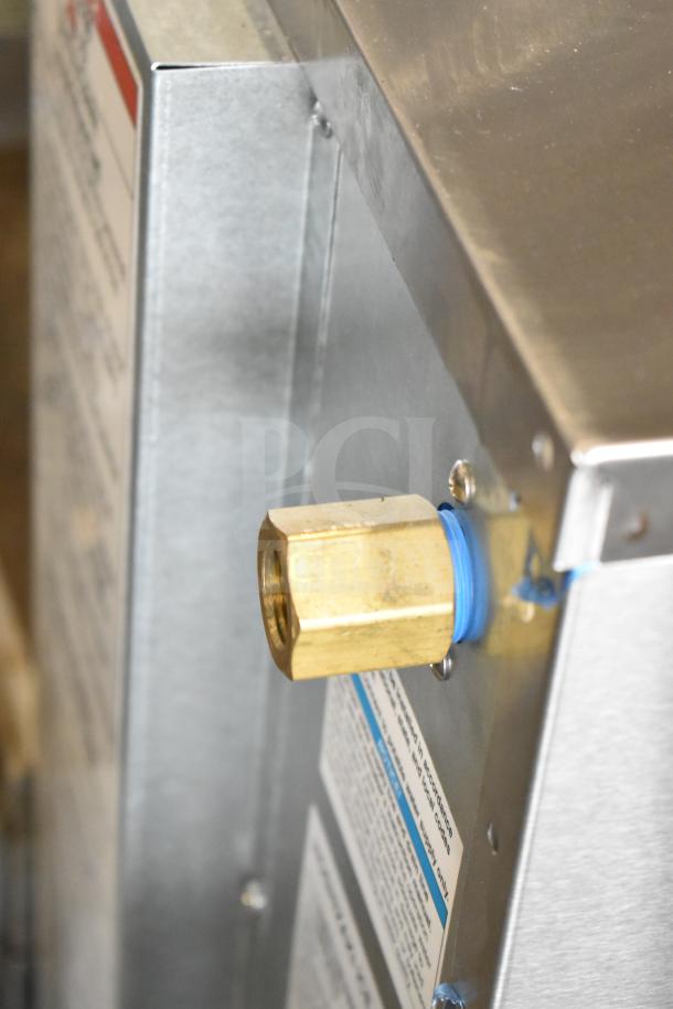 2025 Hoshizaki AM-50BAK-DS Top Hat Cuber Ice Machine, 115V, 1 Phase, new with scratch and dent condition. Brass fitting detail.