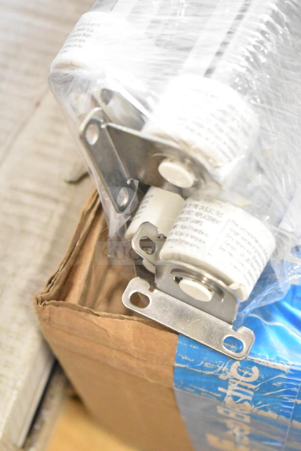 Six various items including Philips tube lights, wrapped in plastic. PT44070 2x4 LED light panel visible.