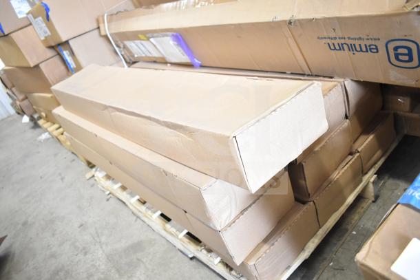 20 sealed cardboard boxes on a pallet, containing i2Systems light strips. Condition appears new, packaging intact.