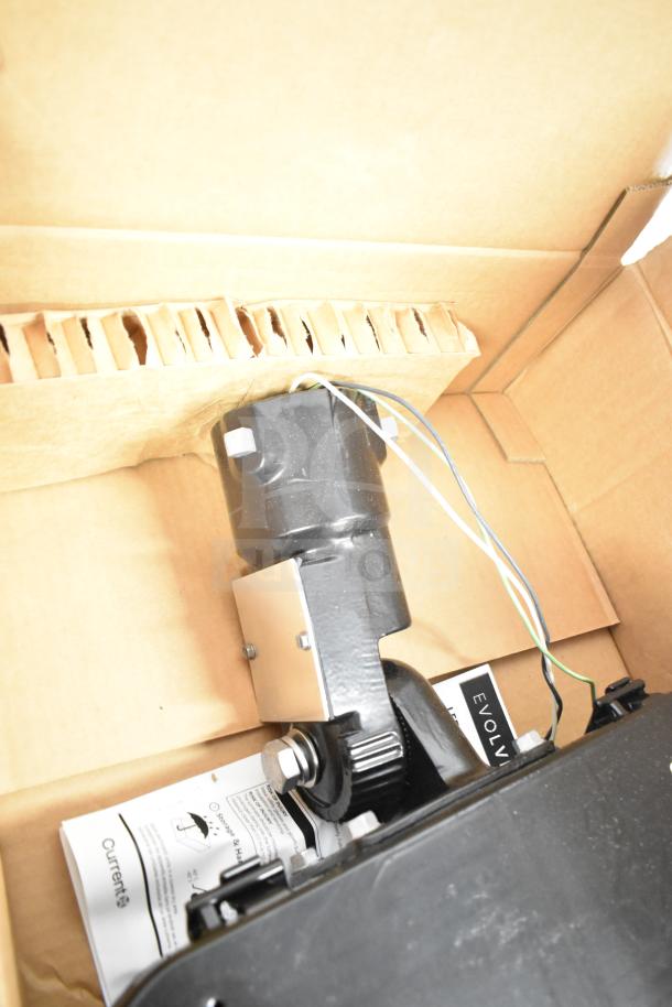 Box with GE K5SM flood light, wiring, and documents. Condition appears new. Includes 16 various auction items.