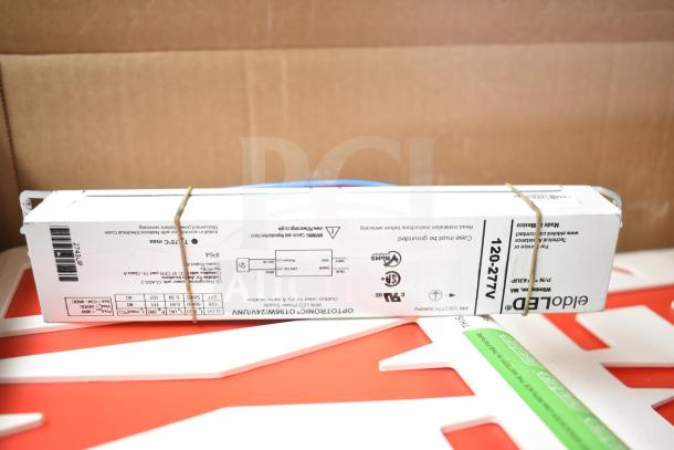 Box of various brand new items including DualLite EVODW double remote head and DualLite exit sign, 50 pieces total.