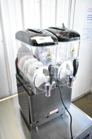 BRAND NEW SCRATCH AND DENT! Galaxy 177GSM2 Double 3 Gallon Pourover Granita / Slushy / Frozen Beverage Machine - 120 Volts, 1 Phase.
