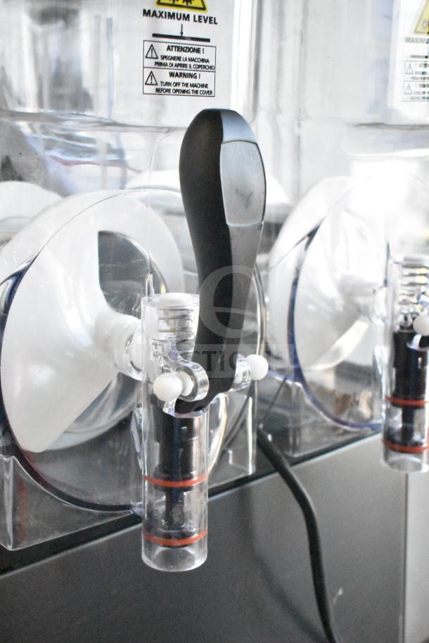 Brand new Galaxy 177GSM2 double 3-gallon pourover granita machine, 120V, with scratch and dent condition.