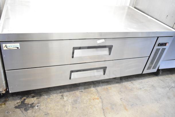 Avantco 178CBE60HC commercial chef base with 2 drawers on casters, stainless steel, 115 volts, excellent condition.