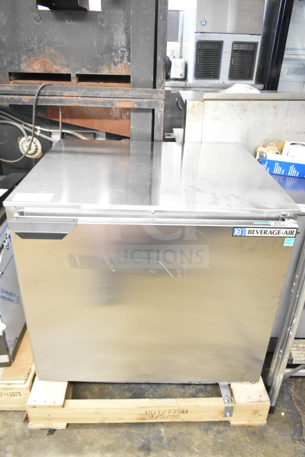 Brand new Beverage Air UCR32AHC-ADA undercounter cooler, single door, 115 volts, visible scratch, commercial use.