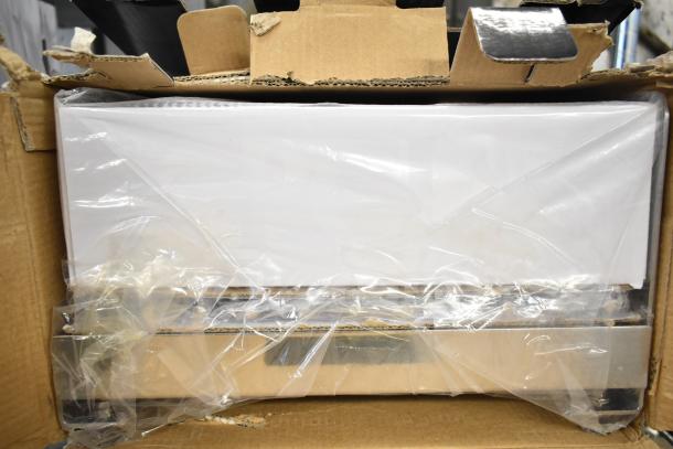 BRAND NEW Chef Master 90217 stainless steel butane stove cover, dimensions 7 3/16" x 14 1/2" x 12", slight scratches, in packaging.