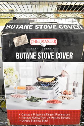 Chef Master 90217 Stainless Steel Butane Stove Cover, 7 3/16" x 14 1/2" x 12", brand new with minor scratches.