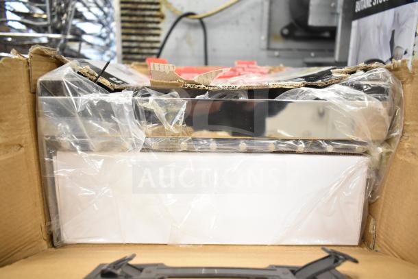 BRAND NEW Chef Master 90217 stainless steel butane stove cover, dimensions 7 3/16" x 14 1/2" x 12", in original packaging.