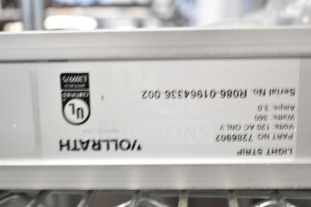 Vollrath Cayenne Light Strip, serial R086-01964336-002, part 728902, amp 3.0, volt 120 AC, used condition with UL label.