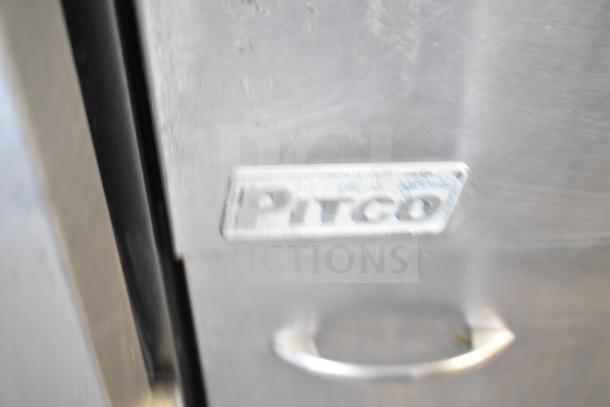 2016 Pitco Frialator 35C fryer, commercial floor style, natural gas, 90,000 BTU. Visible Pitco logo on stainless steel exterior.
