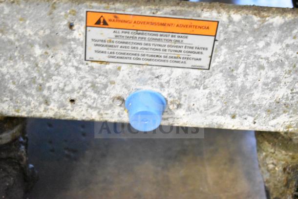 2016 Pitco Frialator 35C commercial fryer. Visible warning label and pipe connection requirement. Natural gas, 90,000 BTU.